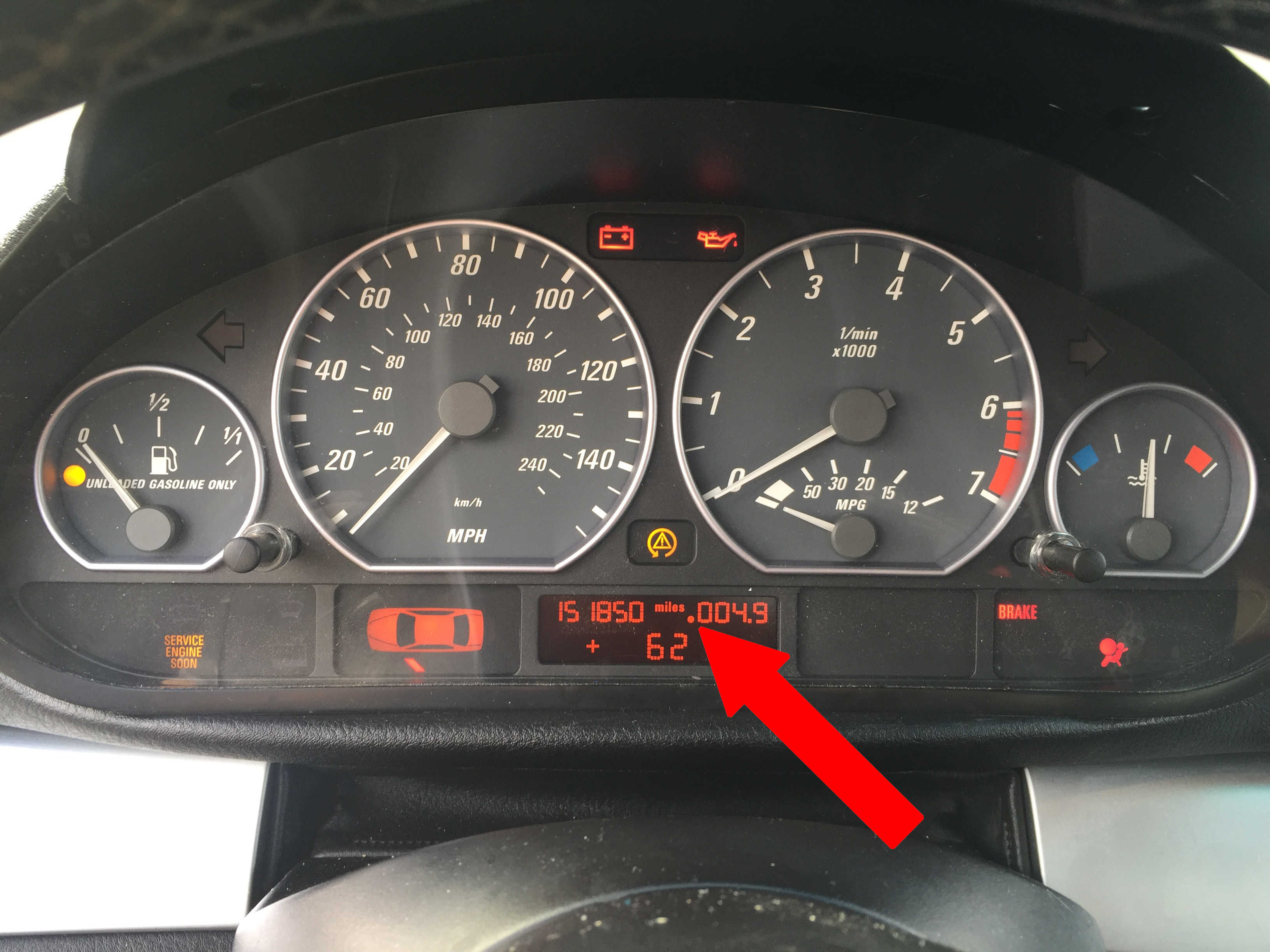 BMW E46 mileage tamper indicator dot