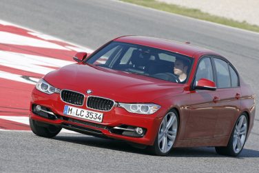 BMW F30 sedan, red BMW F30 sedan, red