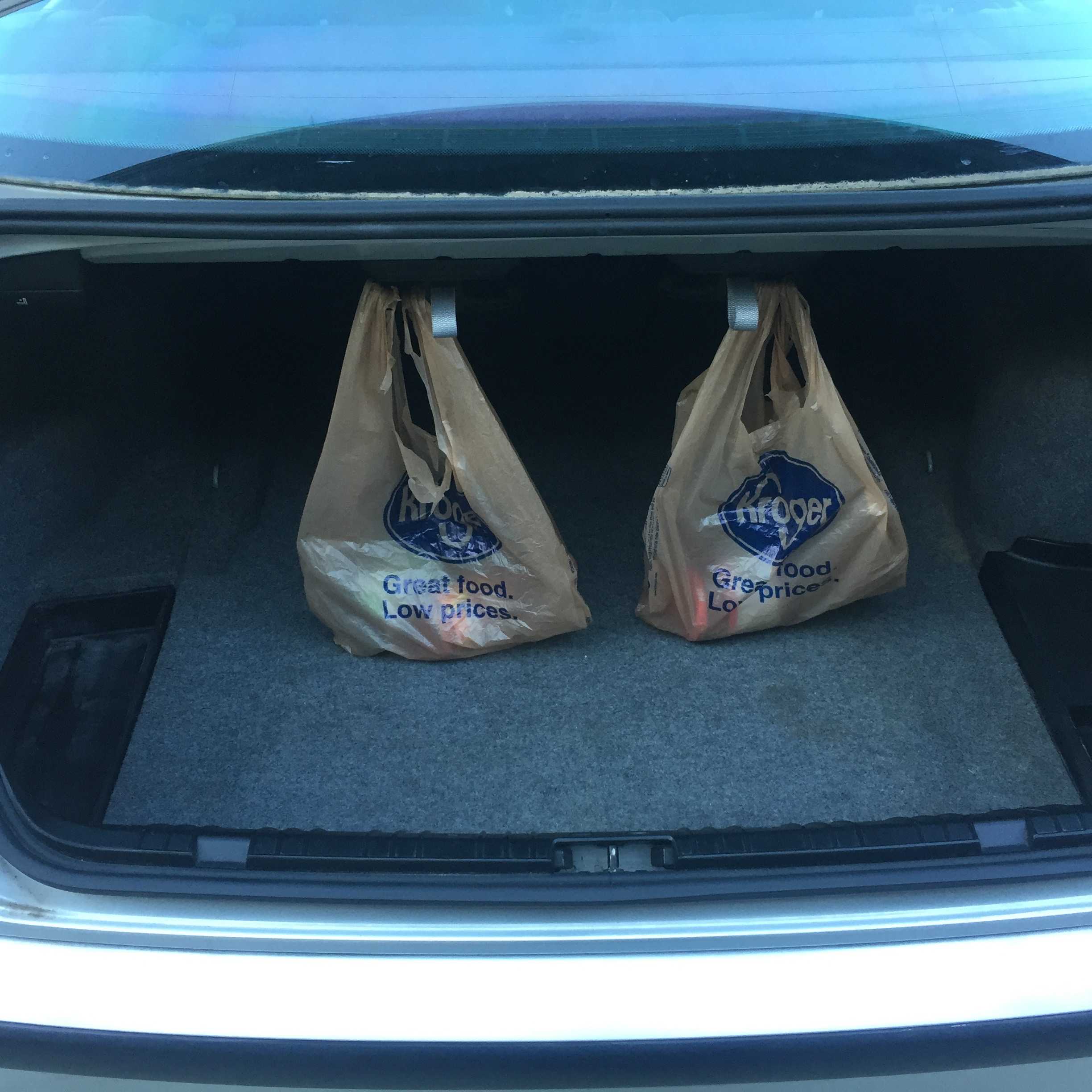 BMW trunk grocery hooks