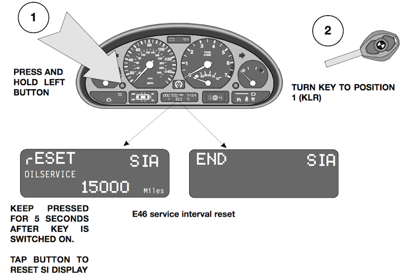 Reset BMW E46 oil service indicator light procedure