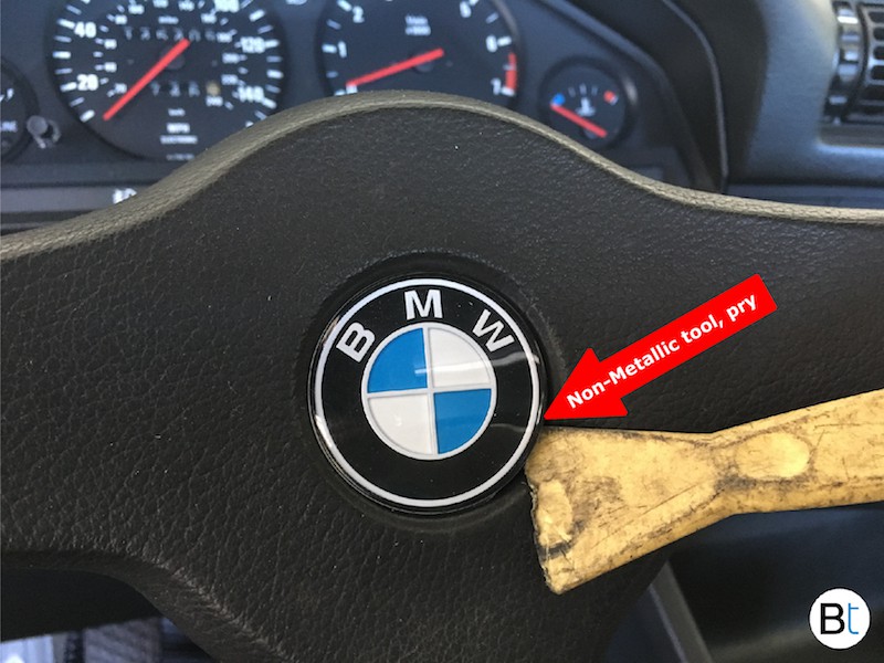 BMW Steering wheel badge removal