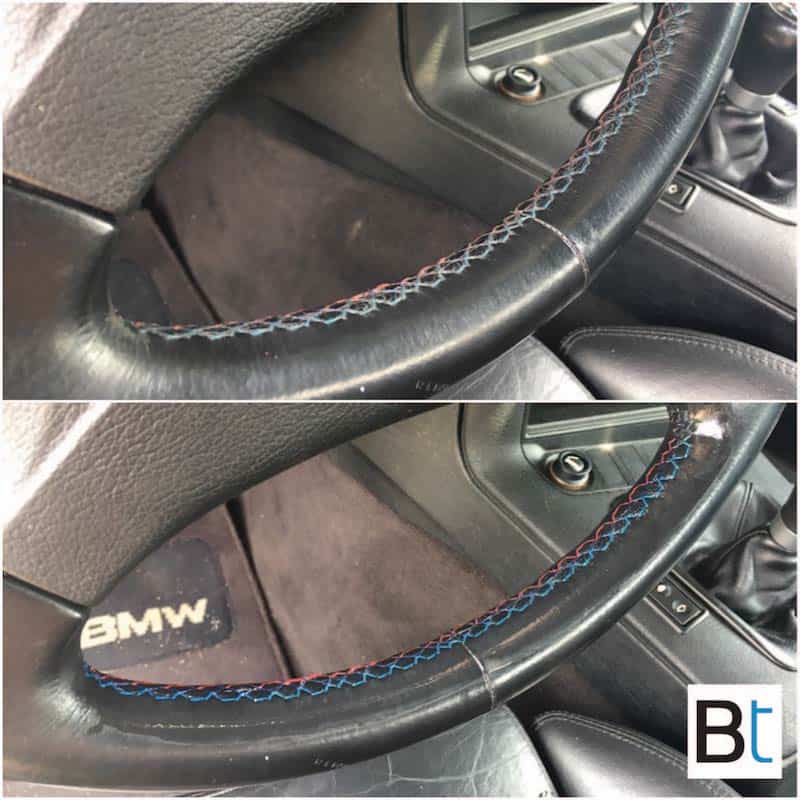 How to clean dirty colored stitching; steering wheel, seats etc