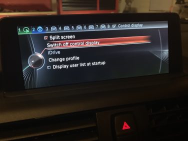 Turn off BMW iDrive screen.