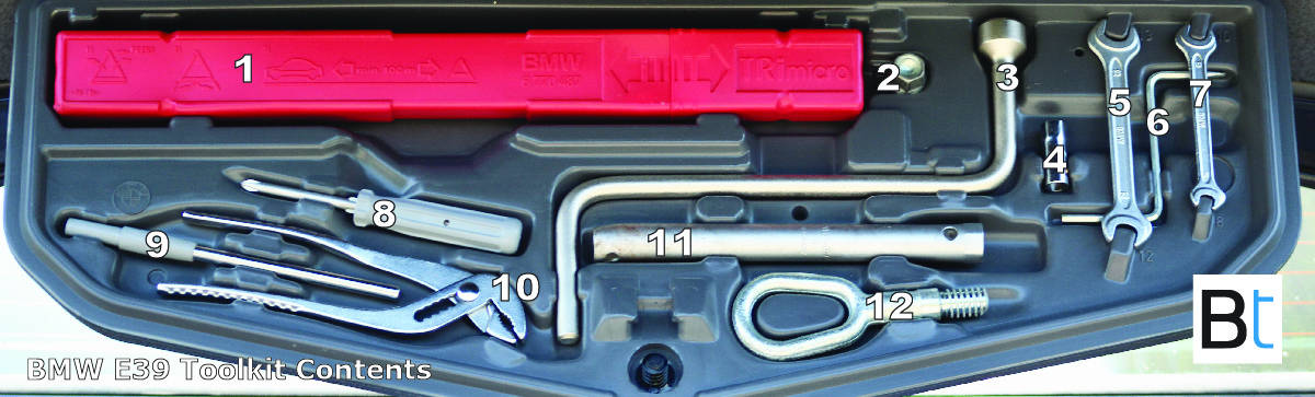 BMW E39 toolkit contents part numbers