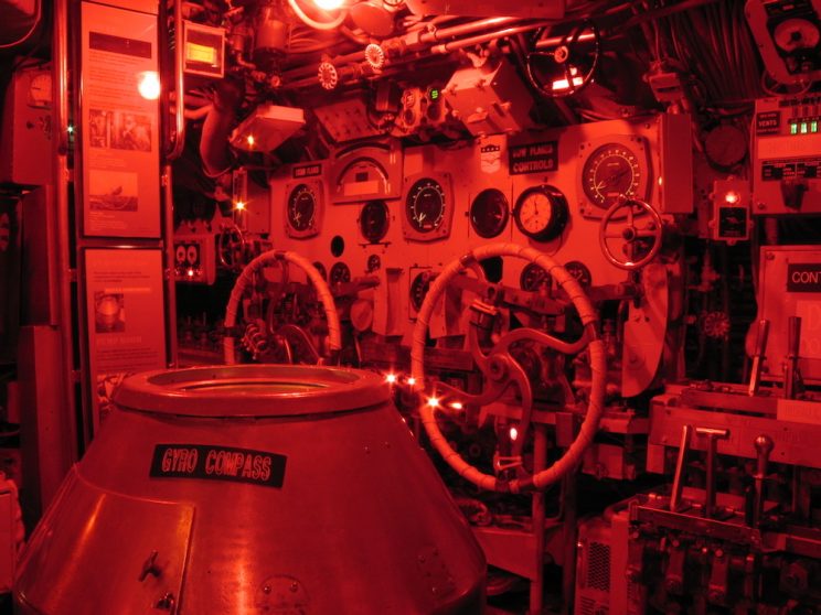 Submarine red lighting