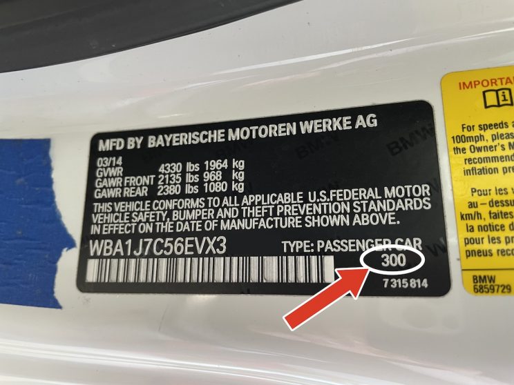 BMW paint code location